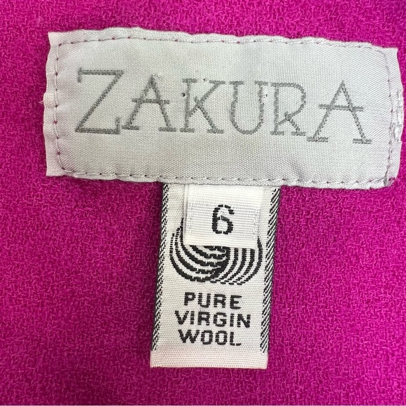Vintage magenta pink 100% pure wool fitted cropped blazer bolero jacket 6 - Picture 13 of 14